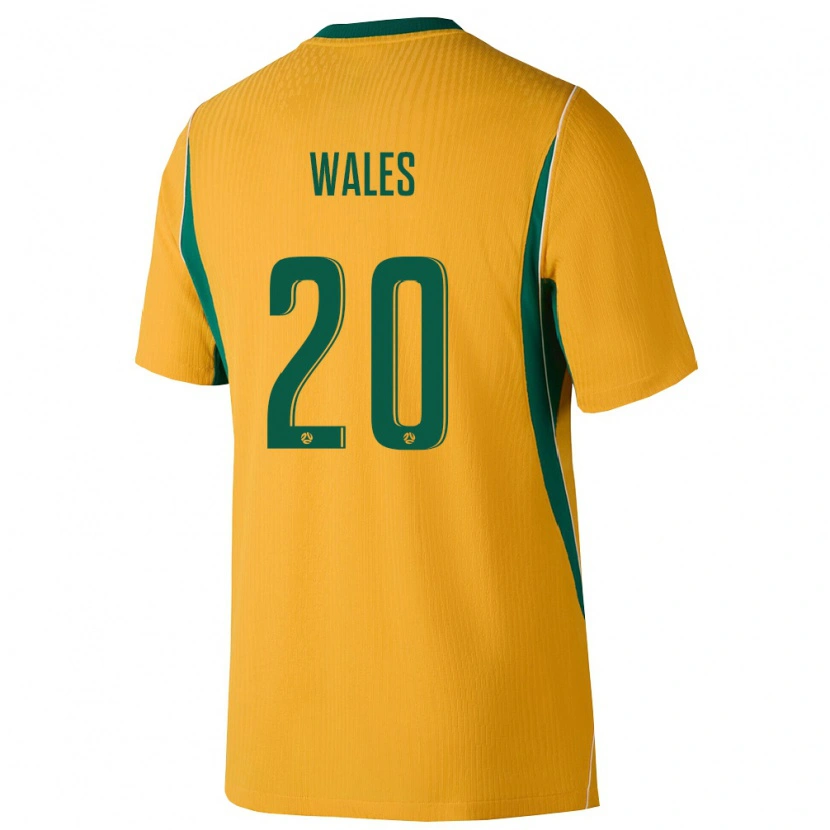 Danxen Pánské Austrálie Lachlan Wales #20 Žlutá Zelená Domů Hráčské Dresy 26-28 Dres