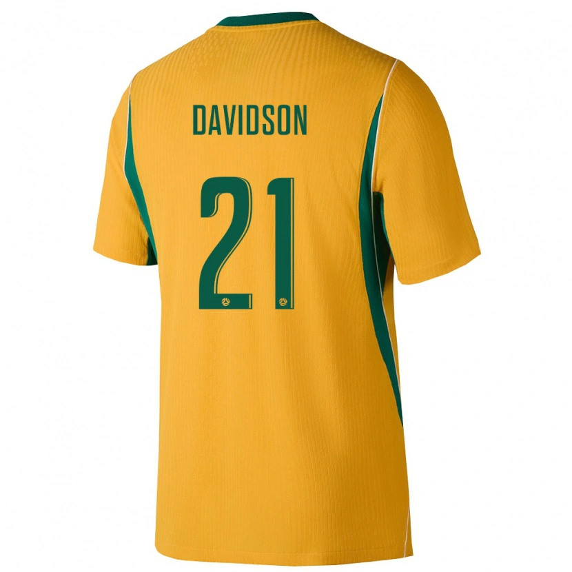 Danxen Pánské Austrálie Jason Davidson #21 Žlutá Zelená Domů Hráčské Dresy 26-28 Dres