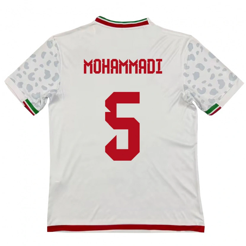 Danxen Pánské Írán Milad Mohammadi #5 Bílá Červená Domů Hráčské Dresy 26-28 Dres