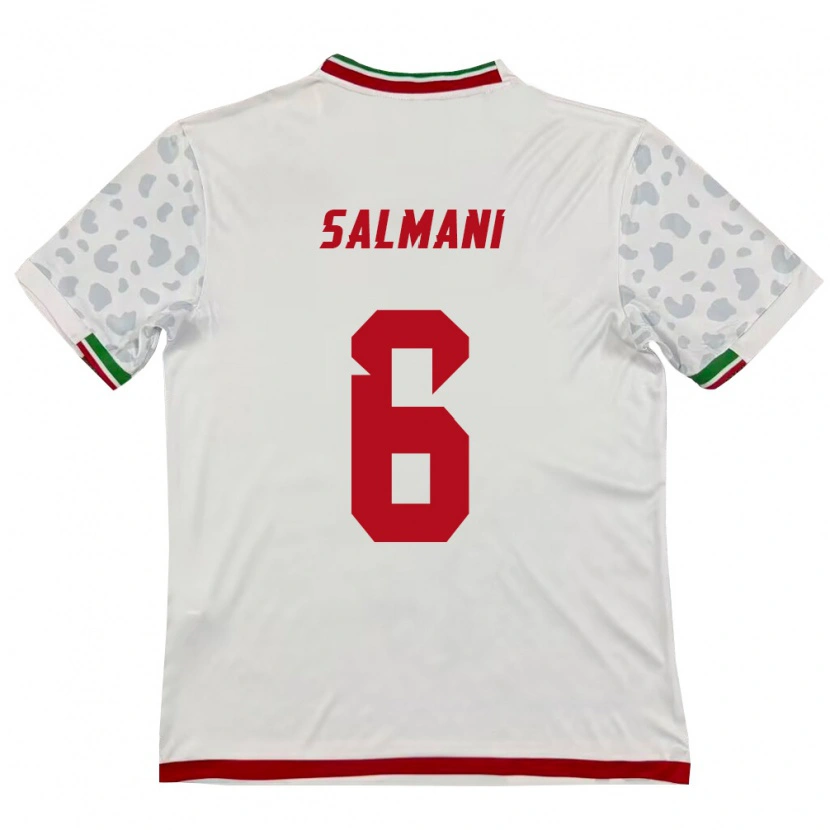 Danxen Pánské Írán Yasin Salmani #6 Bílá Červená Domů Hráčské Dresy 26-28 Dres