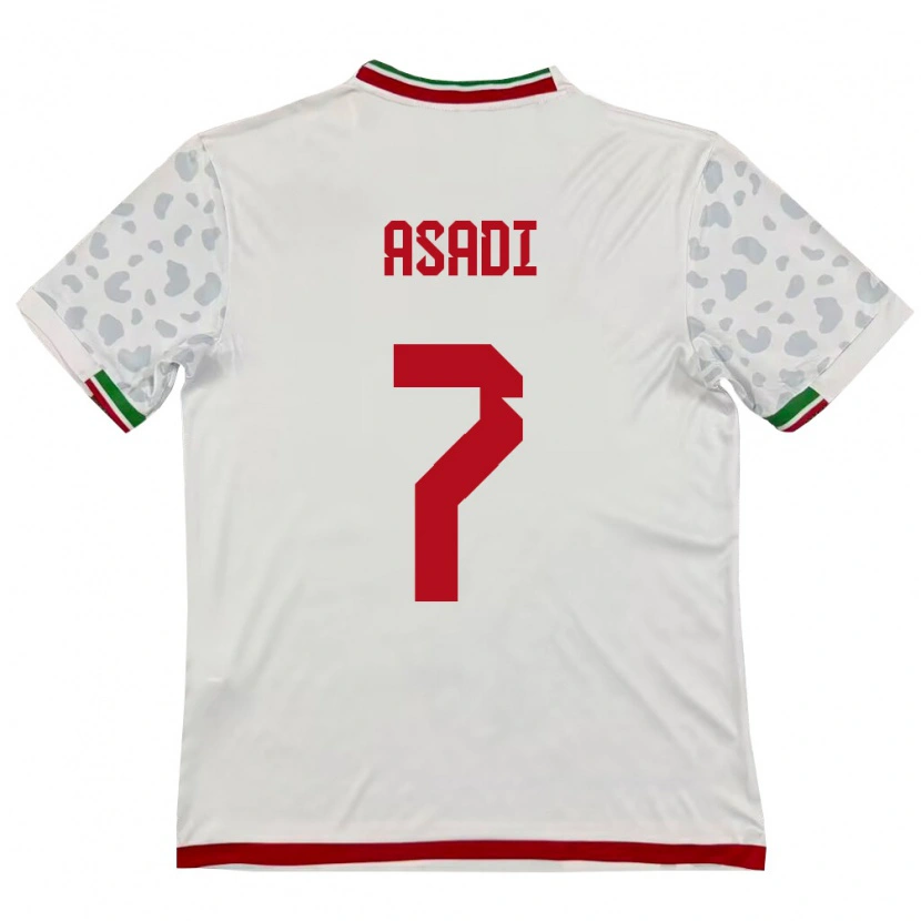 Danxen Pánské Írán Jafar Asadi #7 Bílá Červená Domů Hráčské Dresy 26-28 Dres