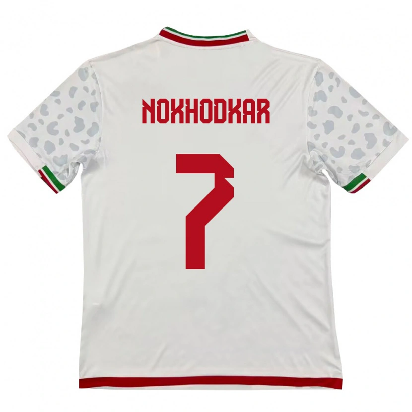 Danxen Pánské Írán Hossein Nokhodkar #7 Bílá Červená Domů Hráčské Dresy 26-28 Dres
