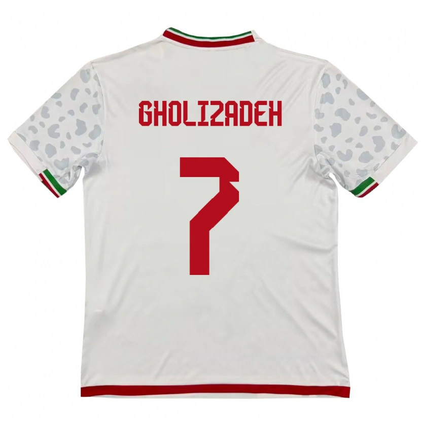Danxen Pánské Írán Esmaeil Gholizadeh #7 Bílá Červená Domů Hráčské Dresy 26-28 Dres