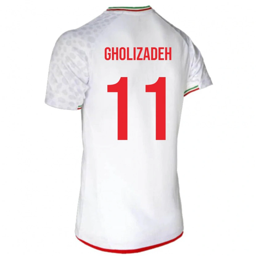 Danxen Pánské Írán Ali Gholizadeh #11 Bílá Červená Domů Hráčské Dresy 26-28 Dres