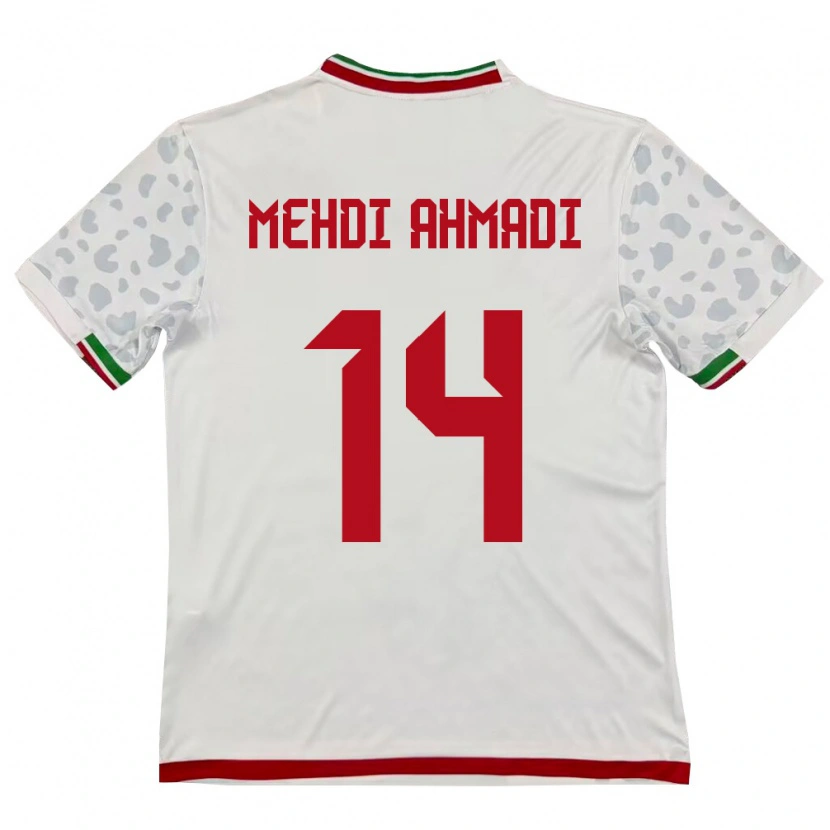 Danxen Pánské Írán Mohammad Mehdi Ahmadi #14 Bílá Červená Domů Hráčské Dresy 26-28 Dres