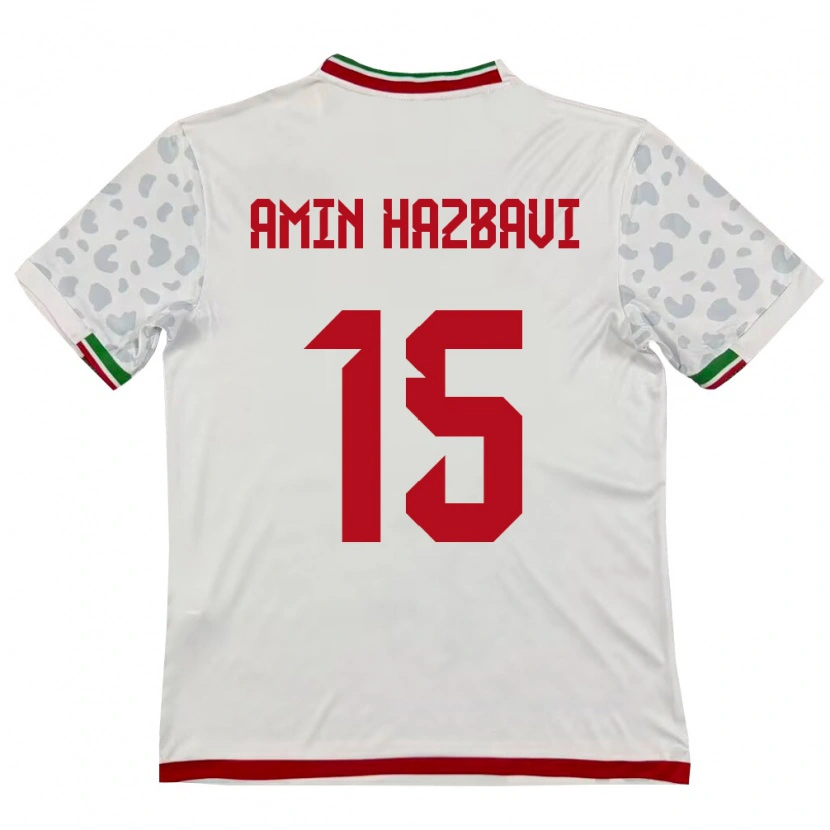 Danxen Pánské Írán Mohammadamin Hazbavi #15 Bílá Červená Domů Hráčské Dresy 26-28 Dres