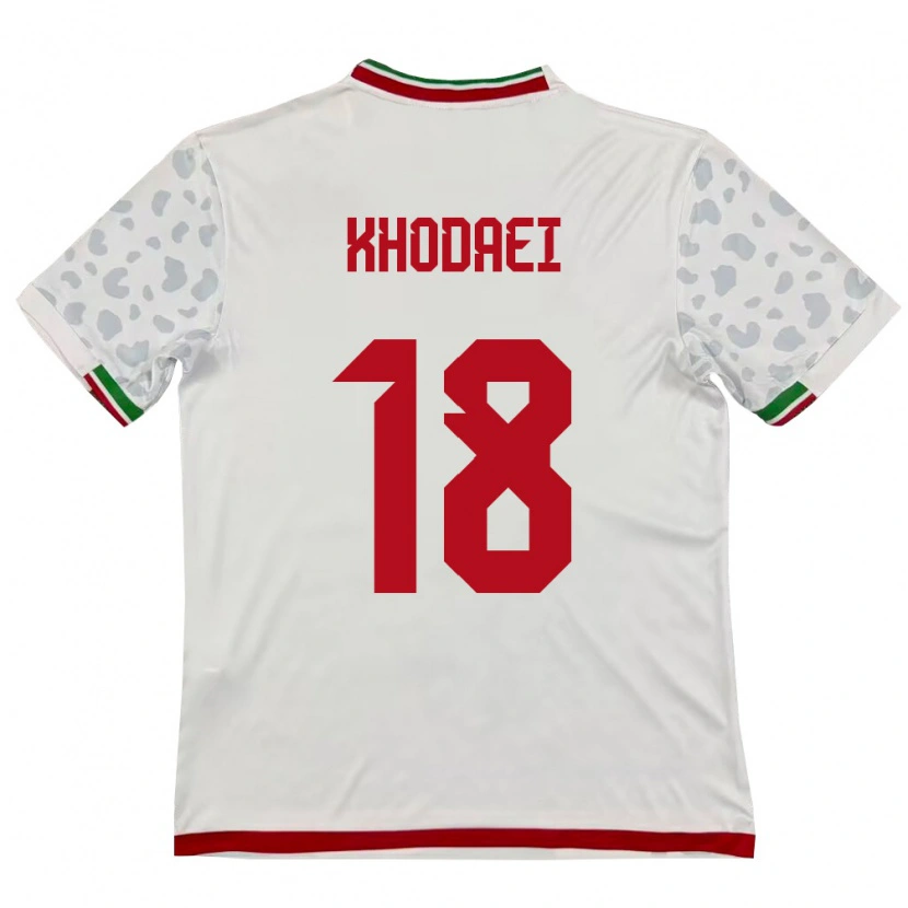 Danxen Pánské Írán Alireza Khodaei #18 Bílá Červená Domů Hráčské Dresy 26-28 Dres