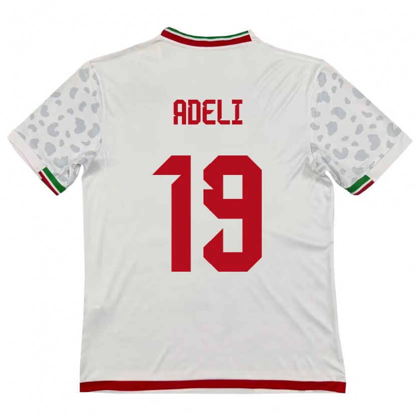 Danxen Pánské Írán Fatemeh Adeli #19 Bílá Červená Domů Hráčské Dresy 26-28 Dres