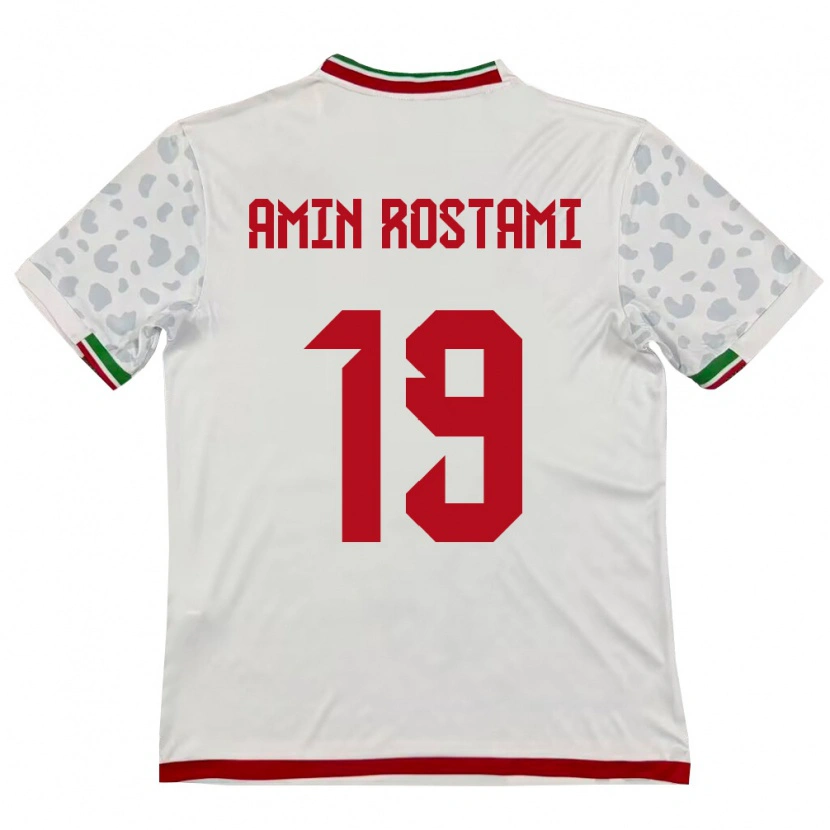 Danxen Pánské Írán Mohammad Amin Rostami #19 Bílá Červená Domů Hráčské Dresy 26-28 Dres