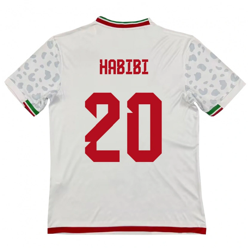 Danxen Pánské Írán Abbas Habibi #20 Bílá Červená Domů Hráčské Dresy 26-28 Dres