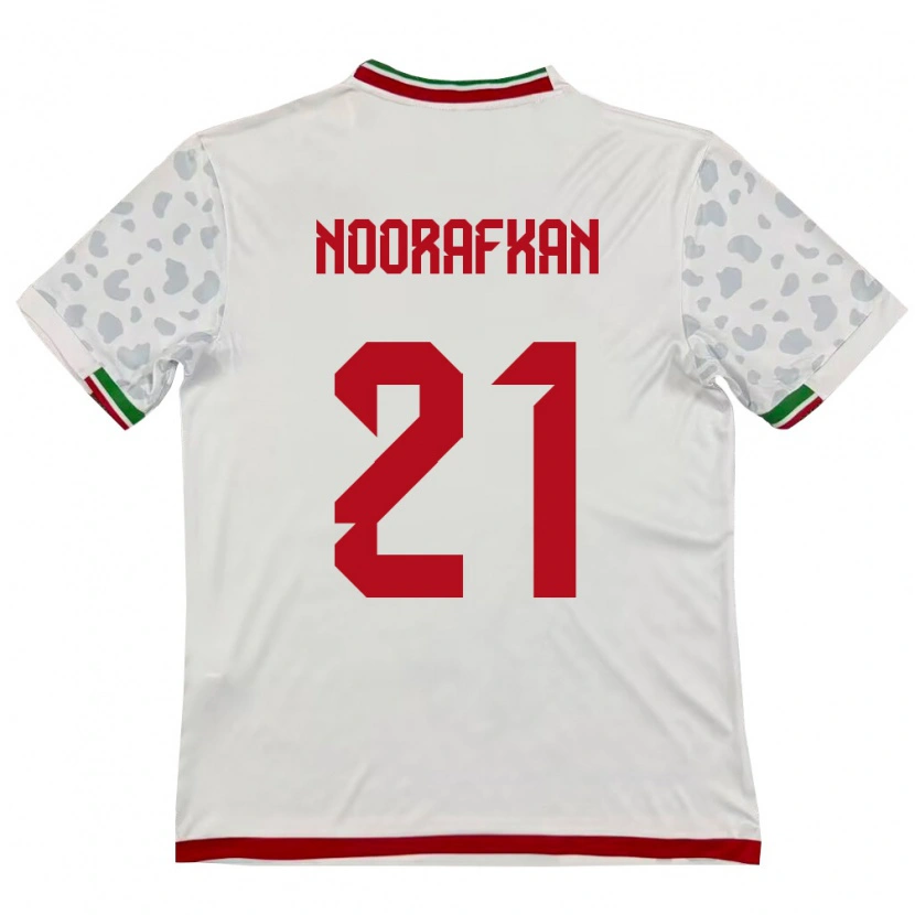 Danxen Pánské Írán Omid Noorafkan #21 Bílá Červená Domů Hráčské Dresy 26-28 Dres