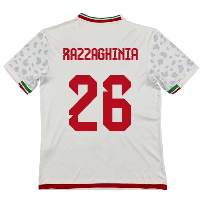 Danxen Pánské Írán Amirmohammad Razzaghinia #26 Bílá Červená Domů Hráčské Dresy 26-28 Dres