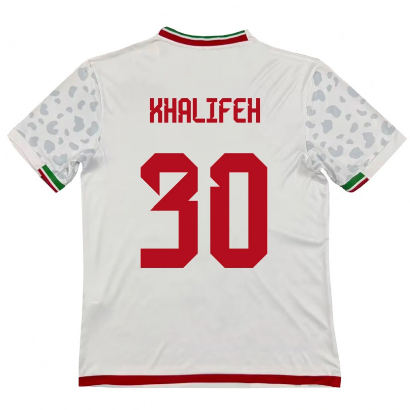 Danxen Pánské Írán Mohammad Khalifeh #30 Bílá Červená Domů Hráčské Dresy 26-28 Dres