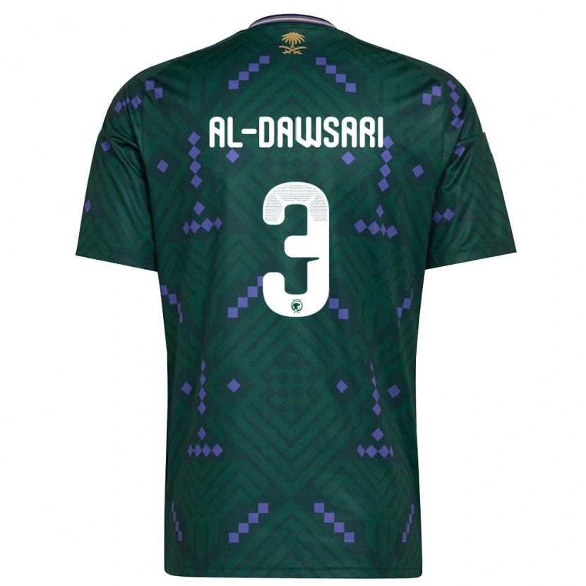 Danxen Pánské Saúdská Arábie Mohammed Al-Dawsari #3 Zelená Fialová Bílá Domů Hráčské Dresy 26-28 Dres