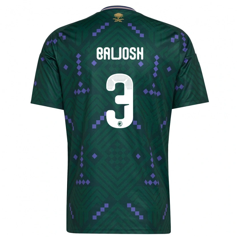Danxen Pánské Saúdská Arábie Turki Baljosh #3 Zelená Fialová Bílá Domů Hráčské Dresy 26-28 Dres
