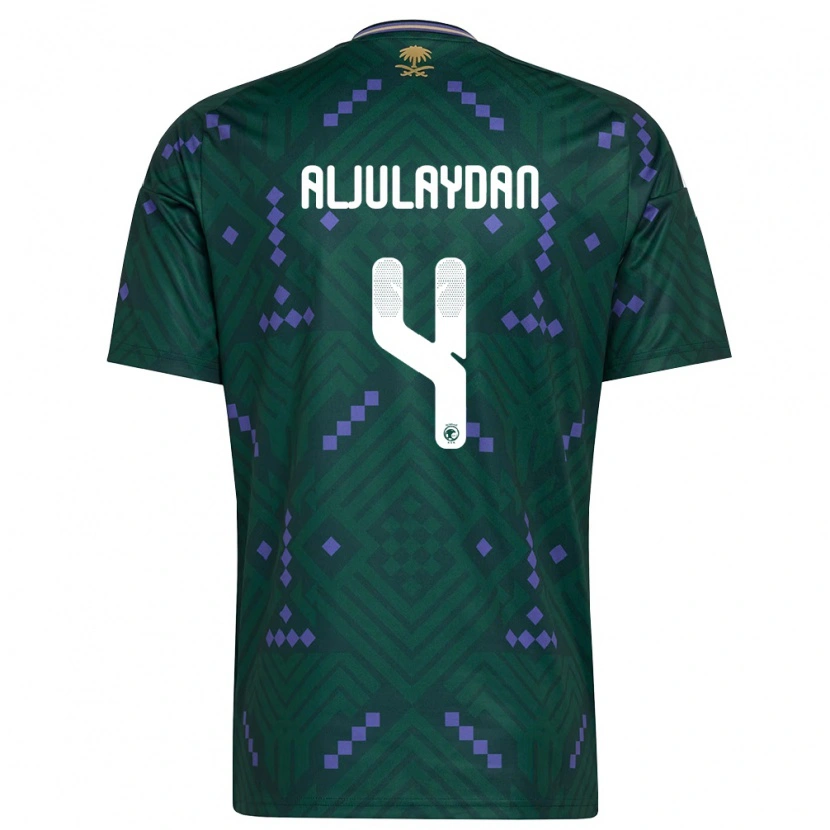 Danxen Pánské Saúdská Arábie Ahmed Aljulaydan #4 Zelená Fialová Bílá Domů Hráčské Dresy 26-28 Dres