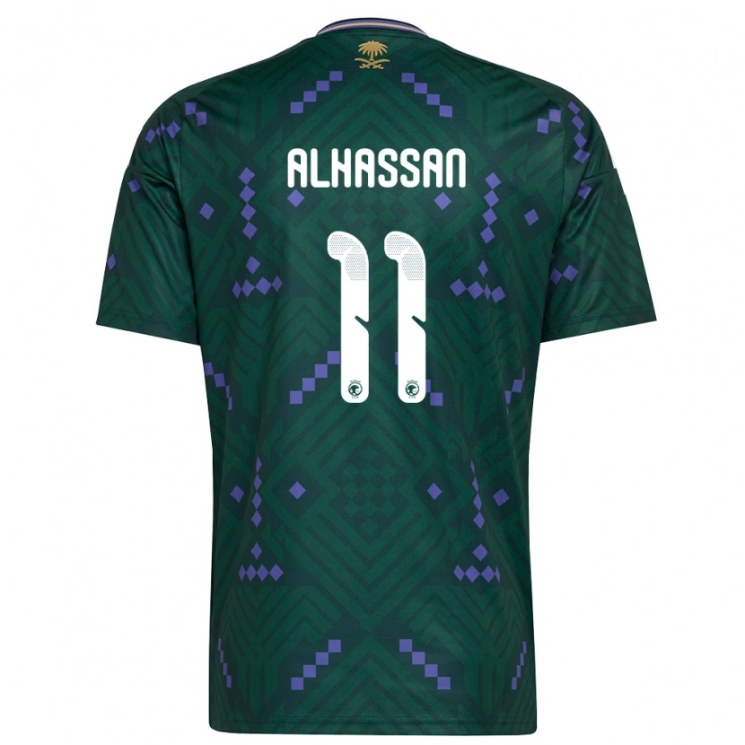 Danxen Pánské Saúdská Arábie Abbas Alhassan #11 Zelená Fialová Bílá Domů Hráčské Dresy 26-28 Dres