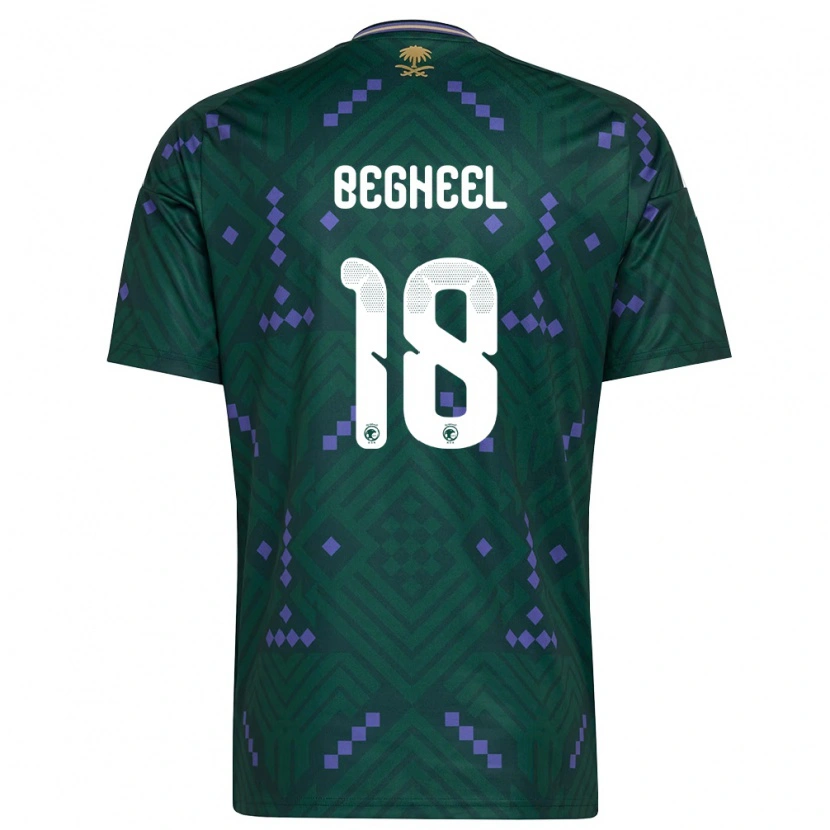 Danxen Pánské Saúdská Arábie Qasem Begheel #18 Zelená Fialová Bílá Domů Hráčské Dresy 26-28 Dres