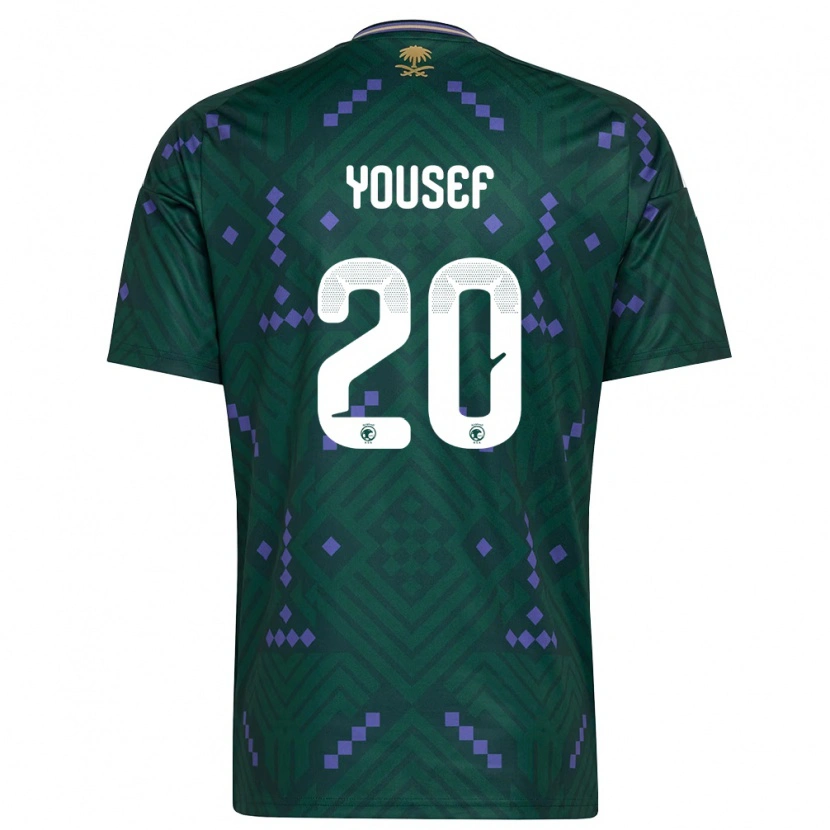 Danxen Pánské Saúdská Arábie Fares Yousef #20 Zelená Fialová Bílá Domů Hráčské Dresy 26-28 Dres