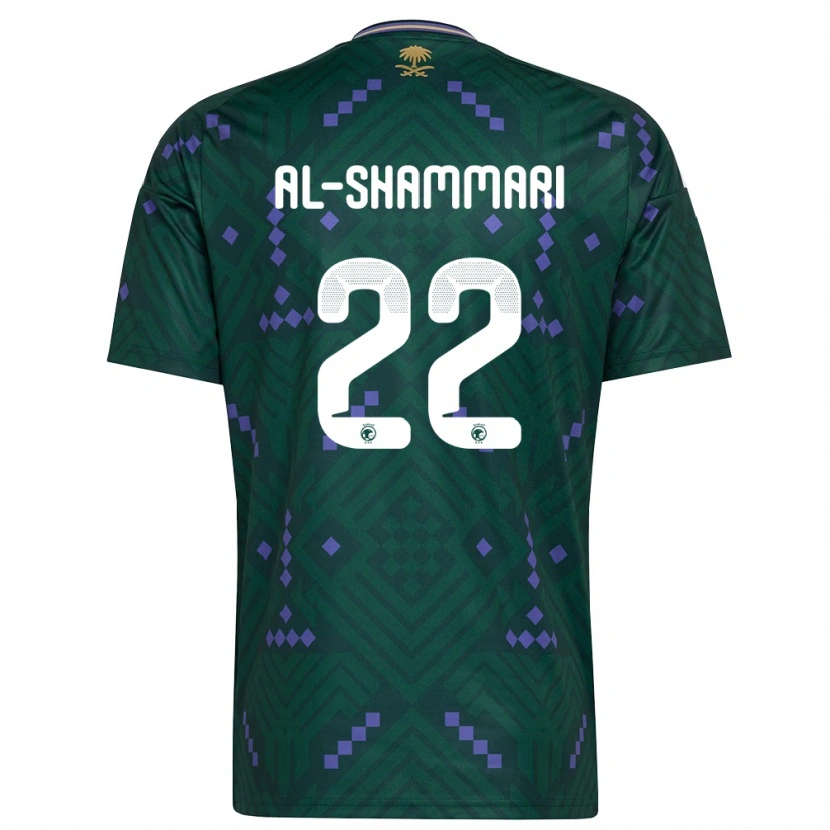 Danxen Pánské Saúdská Arábie Affas Al-Shammari #22 Zelená Fialová Bílá Domů Hráčské Dresy 26-28 Dres