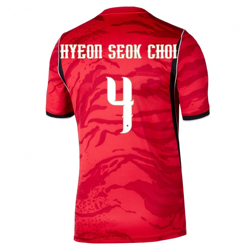Danxen Pánské Jižní Korea Seok-Hyeon Choi #4 Červená Bílá Černá Domů Hráčské Dresy 26-28 Dres