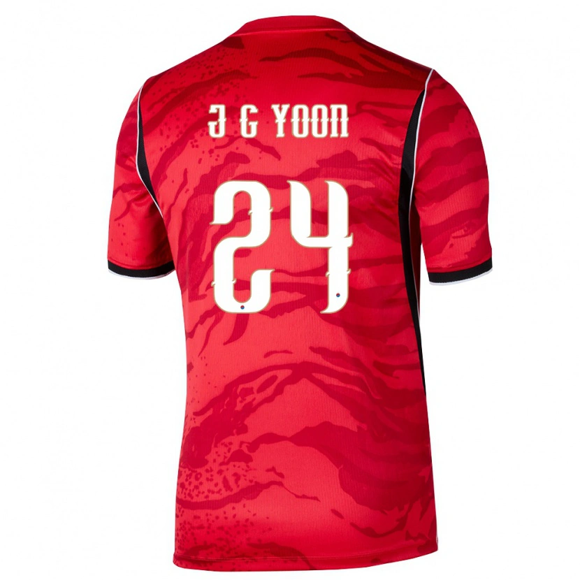 Danxen Pánské Jižní Korea Jong-Gyu Yoon #24 Červená Bílá Černá Domů Hráčské Dresy 26-28 Dres