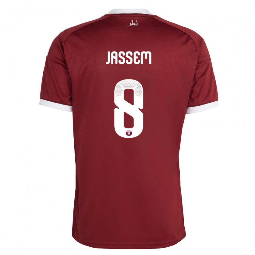 Danxen Pánské Katar Jassem Gaber #8 Červená Vínová Bílá Domů Hráčské Dresy 26-28 Dres