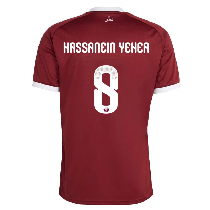 Danxen Pánské Katar Mohamed Hassanein Yehea #8 Červená Vínová Bílá Domů Hráčské Dresy 26-28 Dres
