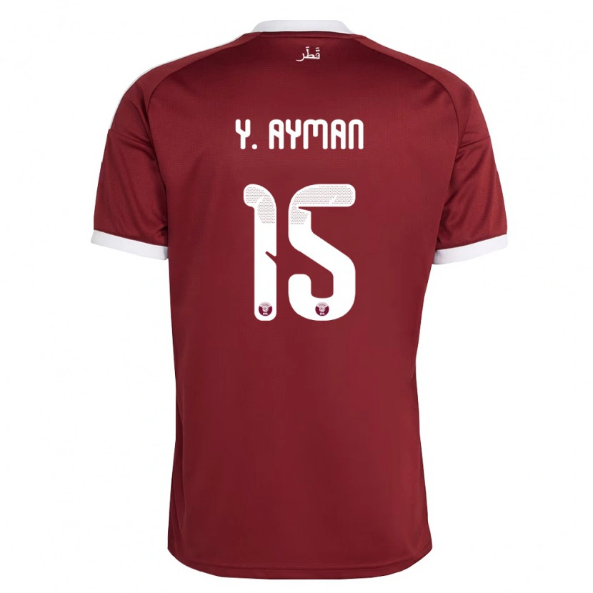 Danxen Pánské Katar Youssef Ayman #15 Červená Vínová Bílá Domů Hráčské Dresy 26-28 Dres