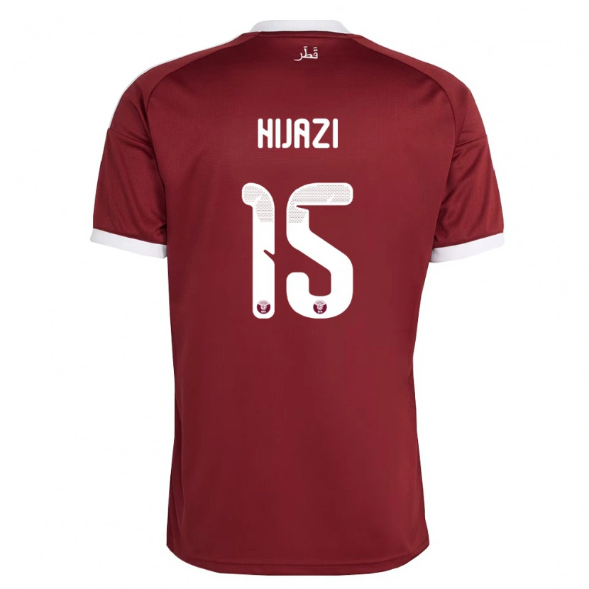 Danxen Pánské Katar Asalet Hijazi #15 Červená Vínová Bílá Domů Hráčské Dresy 26-28 Dres