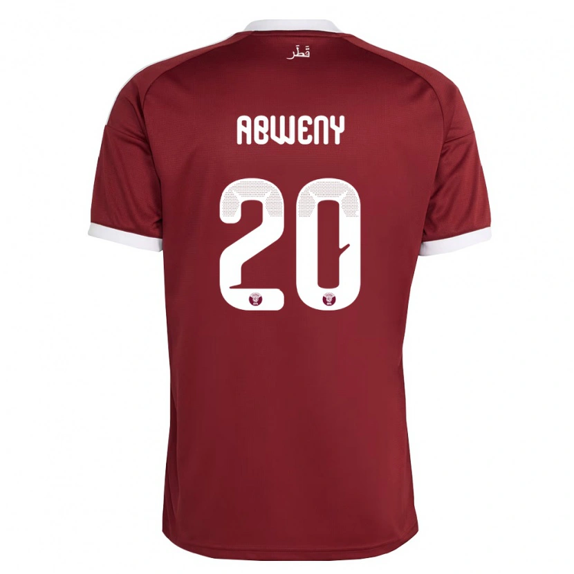 Danxen Pánské Katar Anas Abweny #20 Červená Vínová Bílá Domů Hráčské Dresy 26-28 Dres