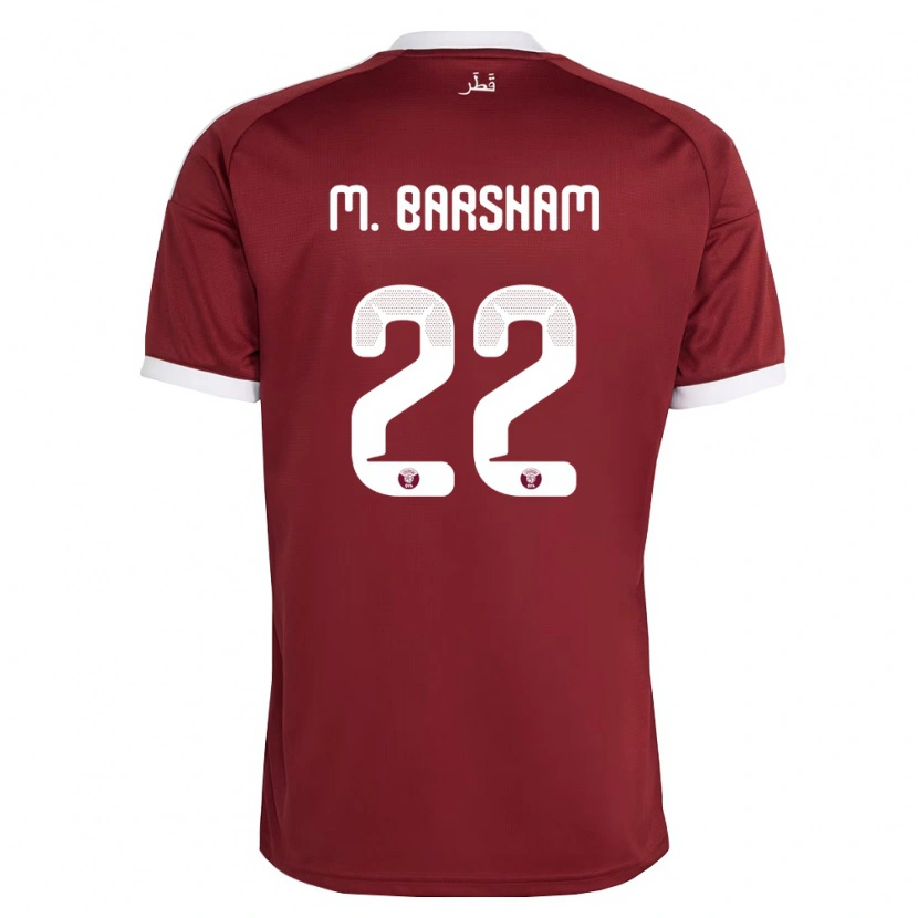 Danxen Pánské Katar Meshaal Barsham #22 Červená Vínová Bílá Domů Hráčské Dresy 26-28 Dres