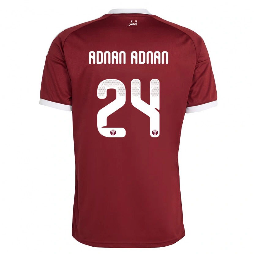 Danxen Pánské Katar Adham Adnan Adnan #24 Červená Vínová Bílá Domů Hráčské Dresy 26-28 Dres