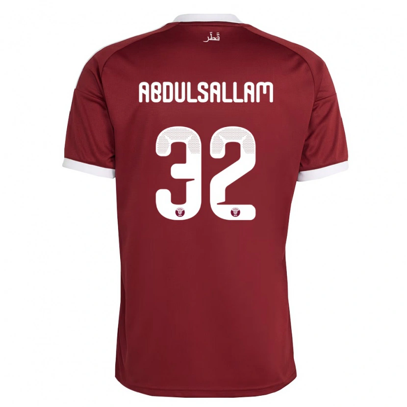 Danxen Pánské Katar Jassem Gaber Abdulsallam #32 Červená Vínová Bílá Domů Hráčské Dresy 26-28 Dres
