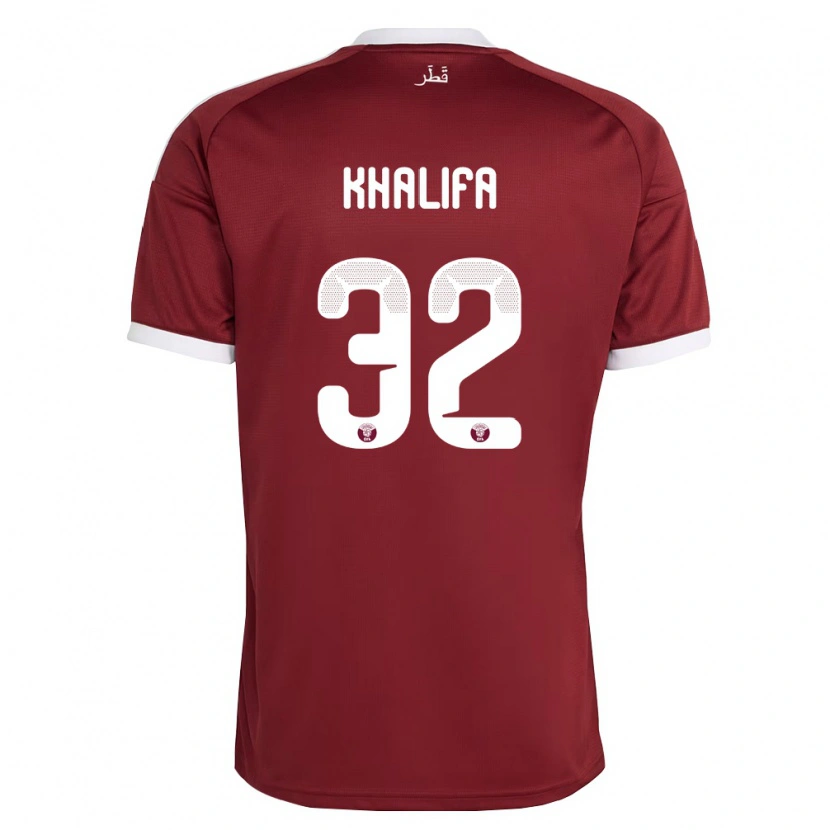 Danxen Pánské Katar Duana Khalifa #32 Červená Vínová Bílá Domů Hráčské Dresy 26-28 Dres