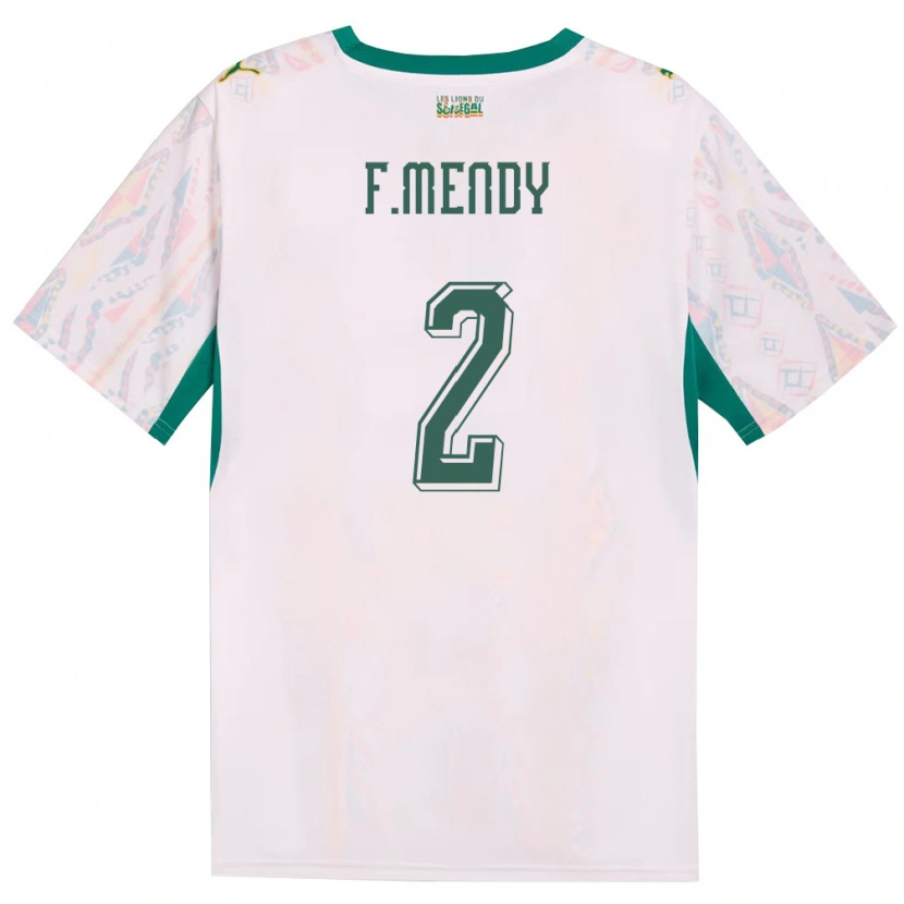 Danxen Pánské Senegal Formose Mendy #2 Bílá Zelená Žlutá Domů Hráčské Dresy 26-28 Dres