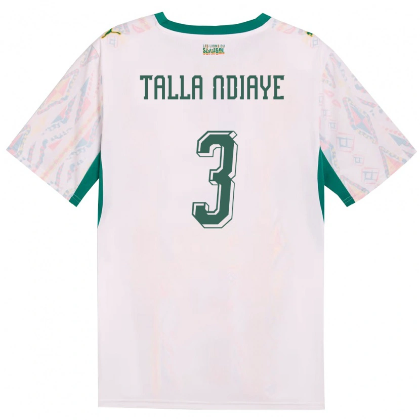 Danxen Pánské Senegal Mor Talla Ndiaye #3 Bílá Zelená Žlutá Domů Hráčské Dresy 26-28 Dres