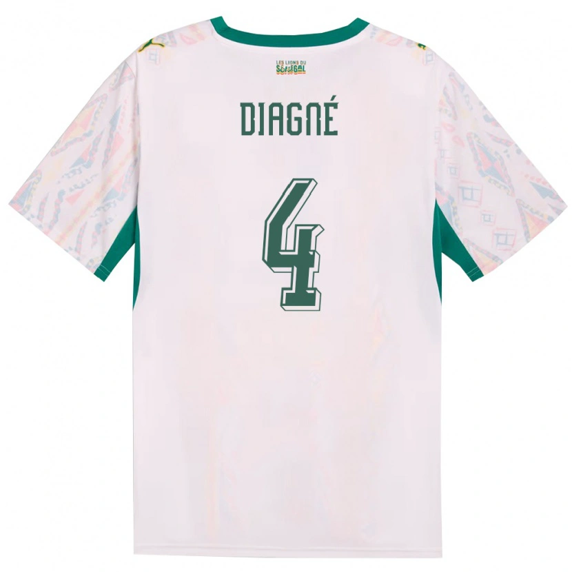 Danxen Pánské Senegal Cavin Diagne #4 Bílá Zelená Žlutá Domů Hráčské Dresy 26-28 Dres