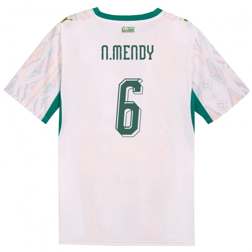 Danxen Pánské Senegal Nampalys Mendy #6 Bílá Zelená Žlutá Domů Hráčské Dresy 26-28 Dres