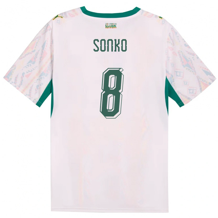Danxen Pánské Senegal Bakary Sonko #8 Bílá Zelená Žlutá Domů Hráčské Dresy 26-28 Dres