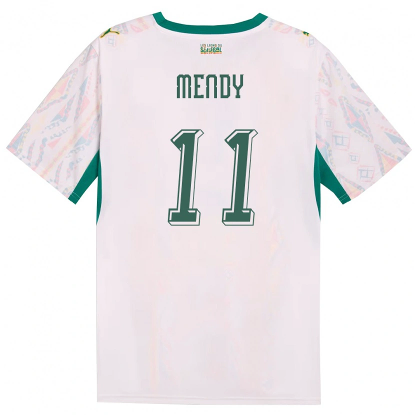 Danxen Pánské Senegal Victor Mendy #11 Bílá Zelená Žlutá Domů Hráčské Dresy 26-28 Dres