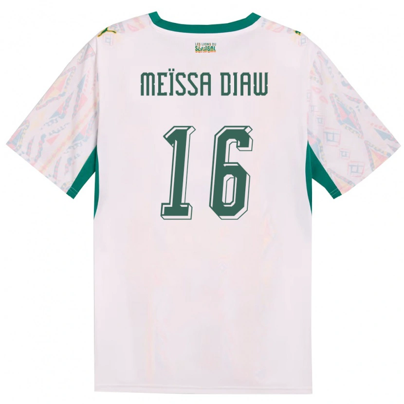 Danxen Pánské Senegal Ndeye Meissa Diaw #16 Bílá Zelená Žlutá Domů Hráčské Dresy 26-28 Dres
