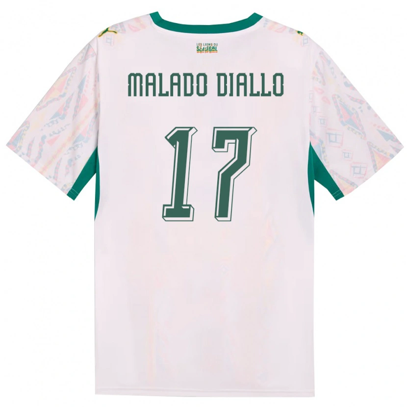 Danxen Pánské Senegal Hapsatou Malado Diallo #17 Bílá Zelená Žlutá Domů Hráčské Dresy 26-28 Dres