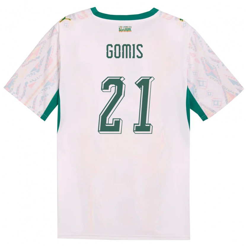 Danxen Pánské Senegal Norbert Gomis #21 Bílá Zelená Žlutá Domů Hráčské Dresy 26-28 Dres
