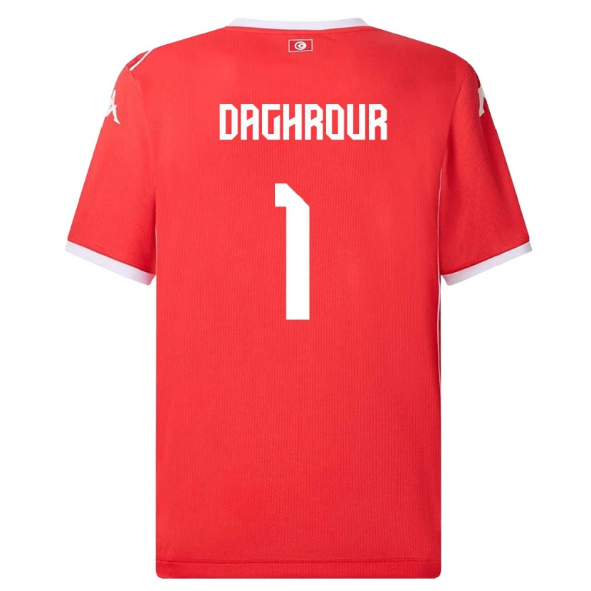 Danxen Pánské Tunisko Mohamed Daghrour #1 Červená Bílá Domů Hráčské Dresy 26-28 Dres