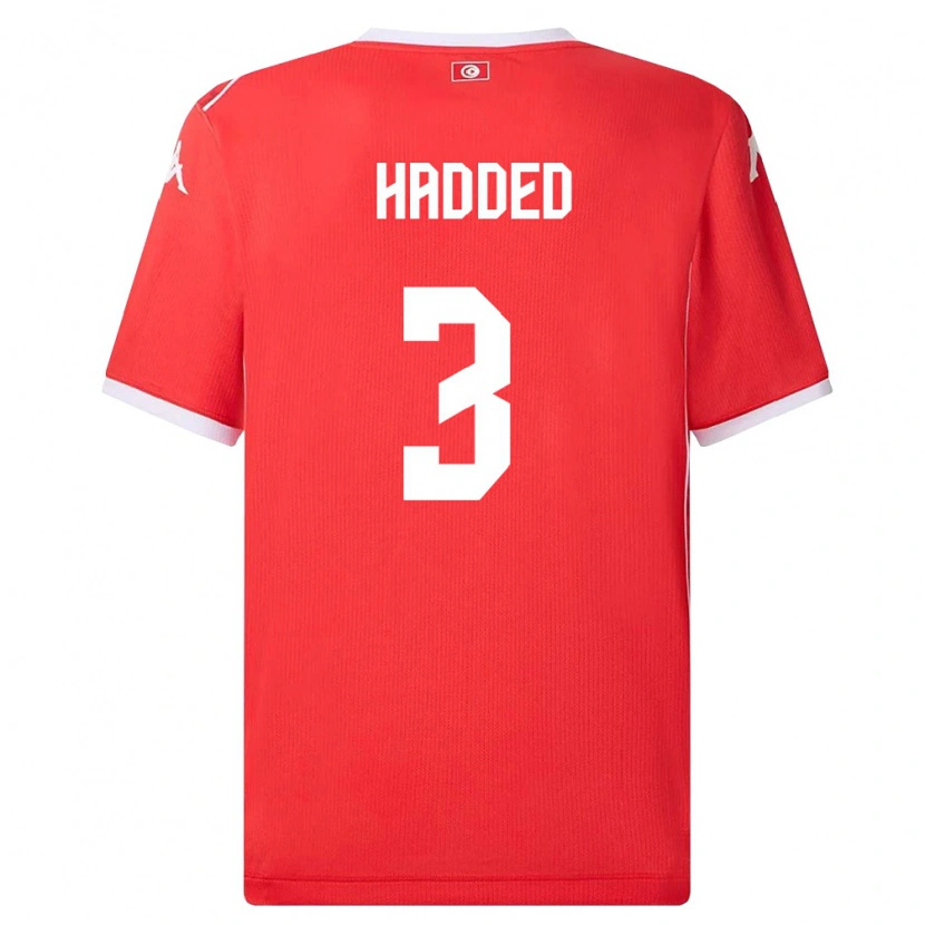 Danxen Pánské Tunisko Rayen Hadded #3 Červená Bílá Domů Hráčské Dresy 26-28 Dres