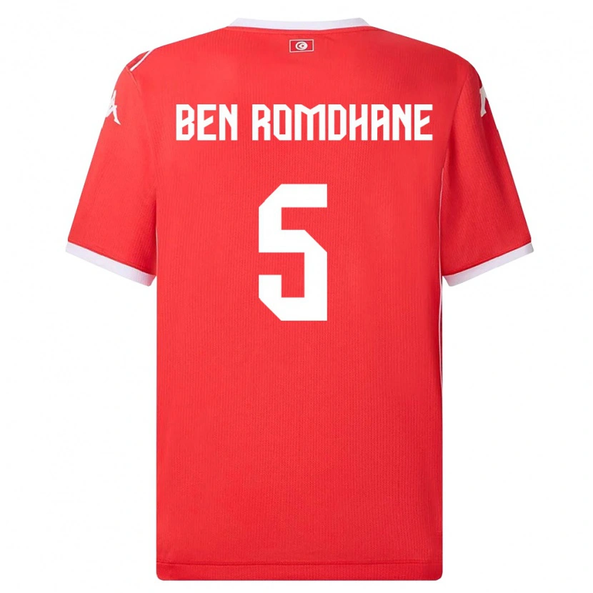 Danxen Pánské Tunisko Mohamed Ali Ben Romdhane #5 Červená Bílá Domů Hráčské Dresy 26-28 Dres