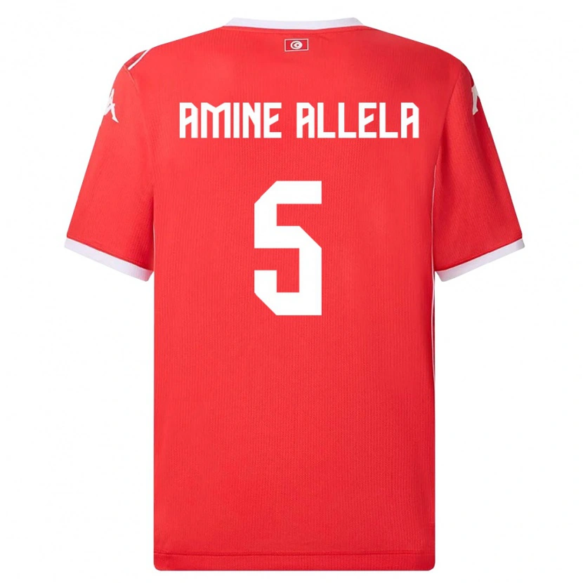 Danxen Pánské Tunisko Mohamed Amine Allela #5 Červená Bílá Domů Hráčské Dresy 26-28 Dres
