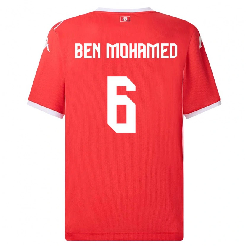 Danxen Pánské Tunisko Amir Ben Mohamed #6 Červená Bílá Domů Hráčské Dresy 26-28 Dres