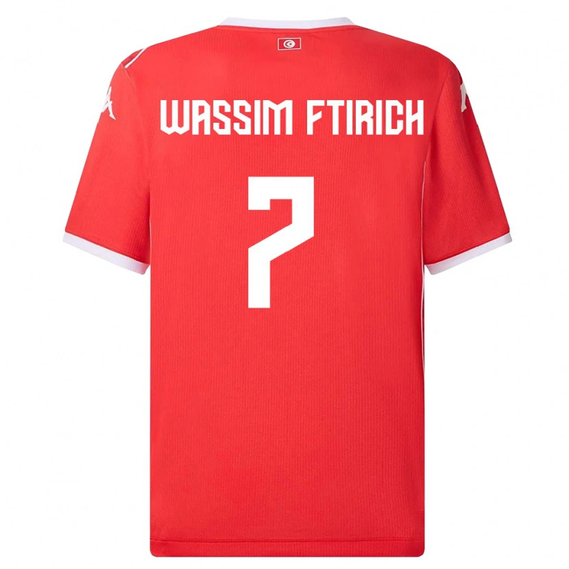 Danxen Pánské Tunisko Mohamed Wassim Ftirich #7 Červená Bílá Domů Hráčské Dresy 26-28 Dres